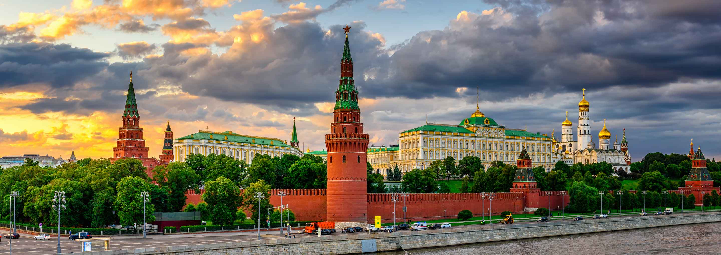 Kremlin towers and Grand Kremlin Palace in Moscow.