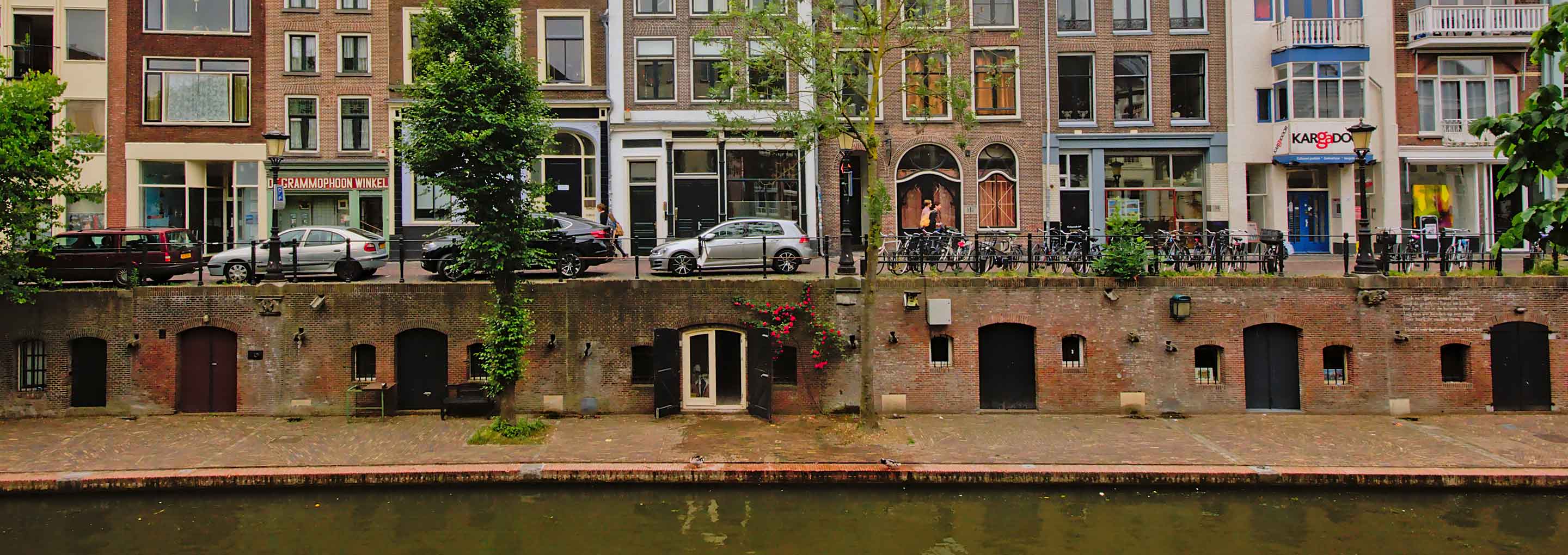 Houses by canal in the centre of Utrecht.